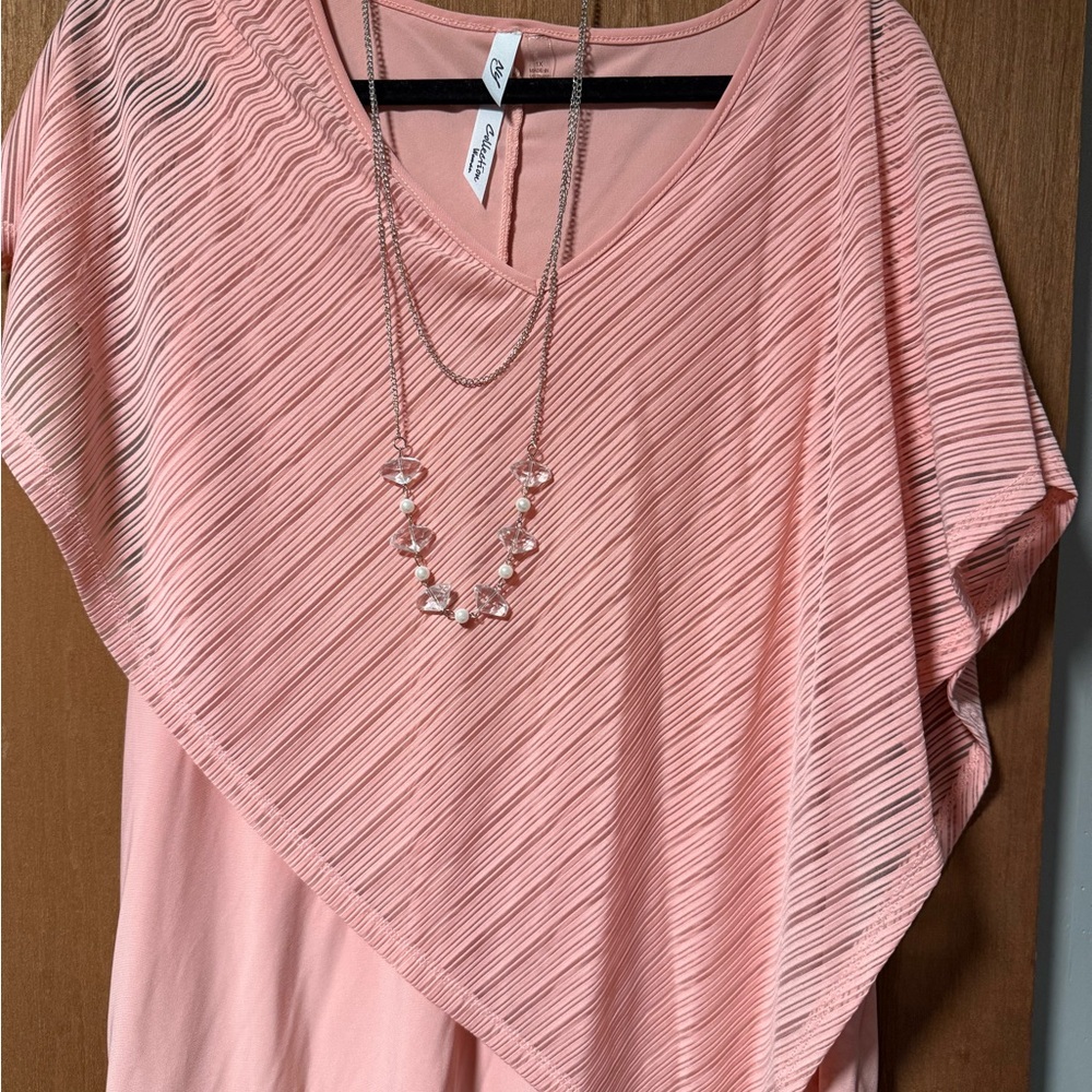 NY Collection Pink Striped Blouse